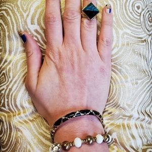 Geometric ring + bracelet set